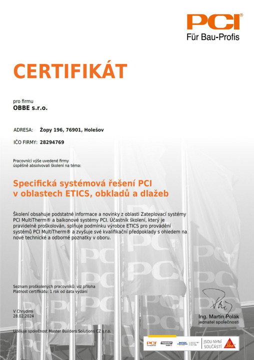 Certifikát PCI