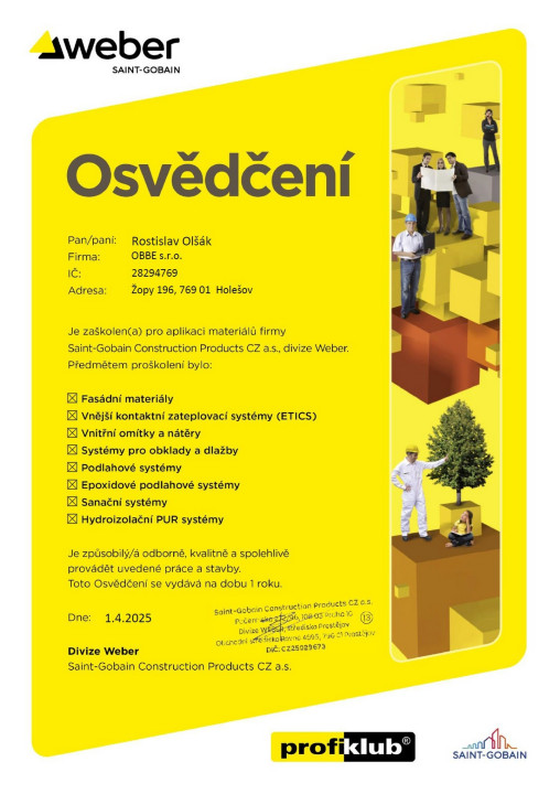Certifikát Weber