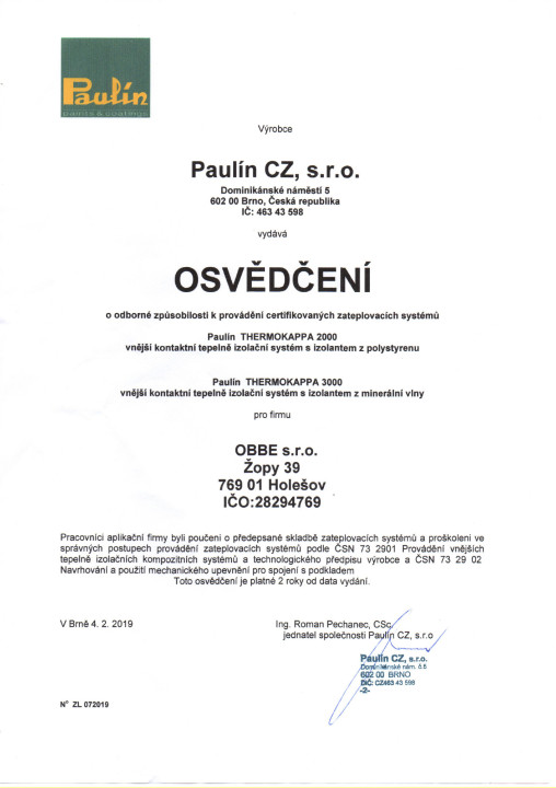 Certifikát certifikat-paulin